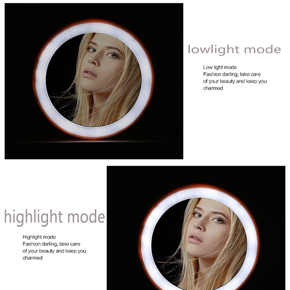 Led makeup spejl mini bærbart ansigtsspejl justerbar touch lysdæmper led makeup spejl lomme kompakt kosmetisk makeup spejl