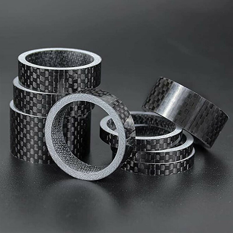 12 Stück Fahrrad Carbon Spacer Set - Headset Abstandshalter 1-1/8 Zoll Matt Schwarz