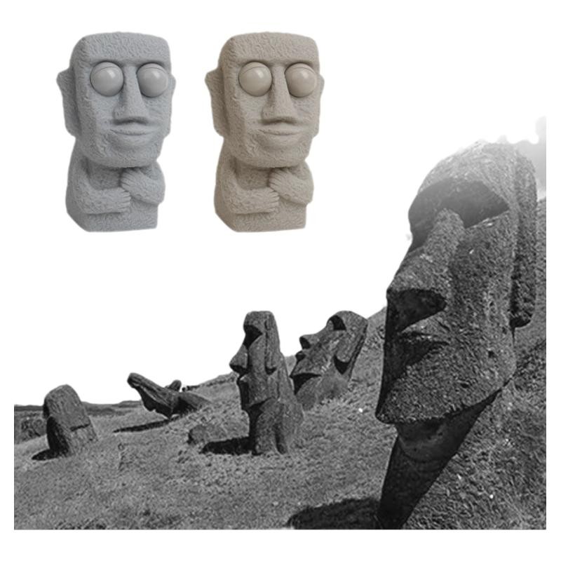 Stein Mann ver öffentlicht Stress Spielzeug langsam Rebounds weiche Moai Statue Squeeze Augen interessierten Ausdruck entspannt Stress Kinder