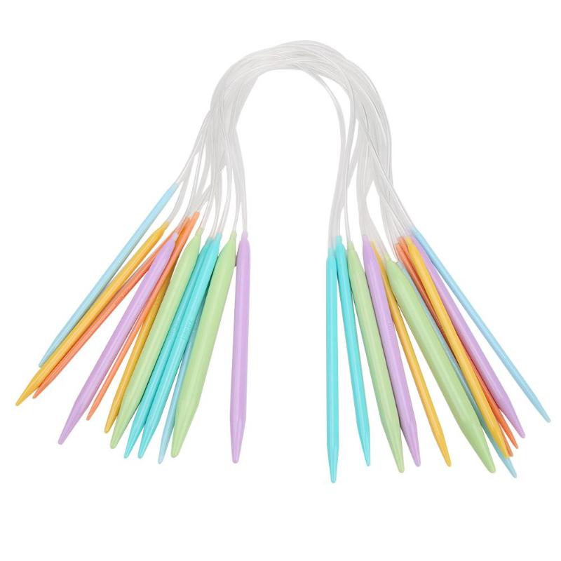 12 Pairs Plastic Circular Knitting Needles Ring Needle Set Sweater Scraf Knitting Weaving Tool Crochet Knitting Needles