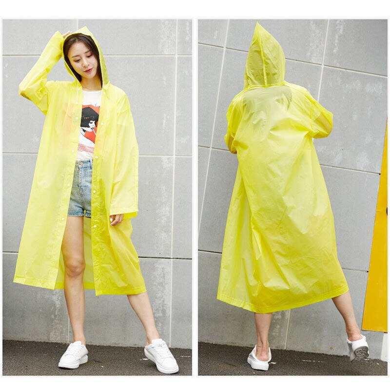 EVA Transparent Raincoat Women Clear Waterproof Rain Coat Women for Rain Cloak Jacket Female Poncho Raincoats Yellow Rainwear: Yellow