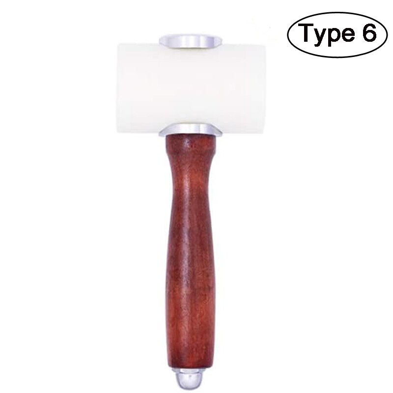 LMDZ 16 stili artigianato in pelle martello da intaglio manico in legno martello in Nylon punzonatura utensili da taglio per timbratura cucire pelle bovina: Type 6