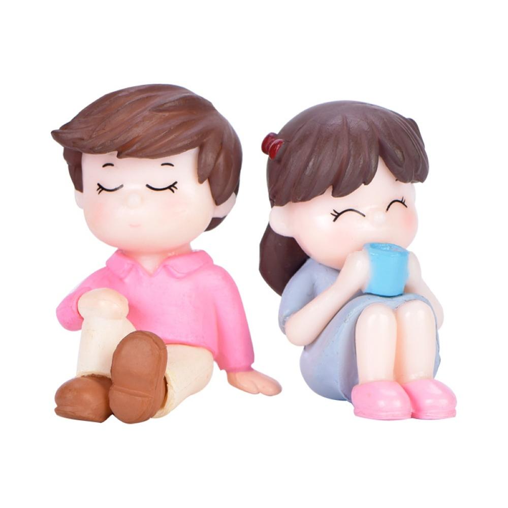 Mini park benk bestefar bestemor modell miniatyr plast hage statuer landskap hage dekor ornament skulpturer: 13