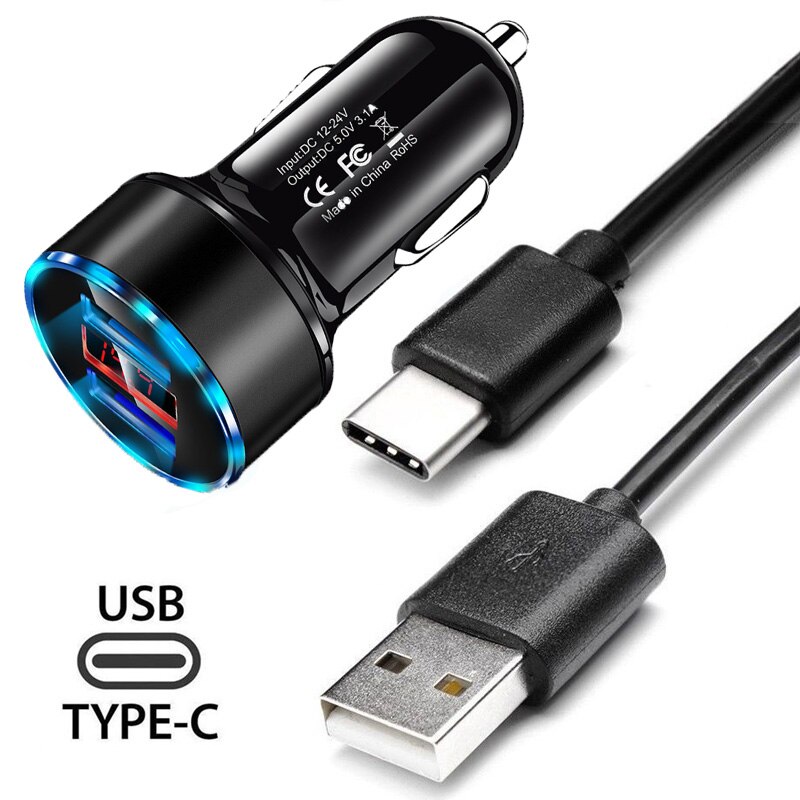 Auto Fast Charger Type C Usb Kabel Voor Samsung S21 S20 S10 S9 Plus A22 A32 A42 A52 A72 5G F42 F62 Type C Usb Car Charger Cable