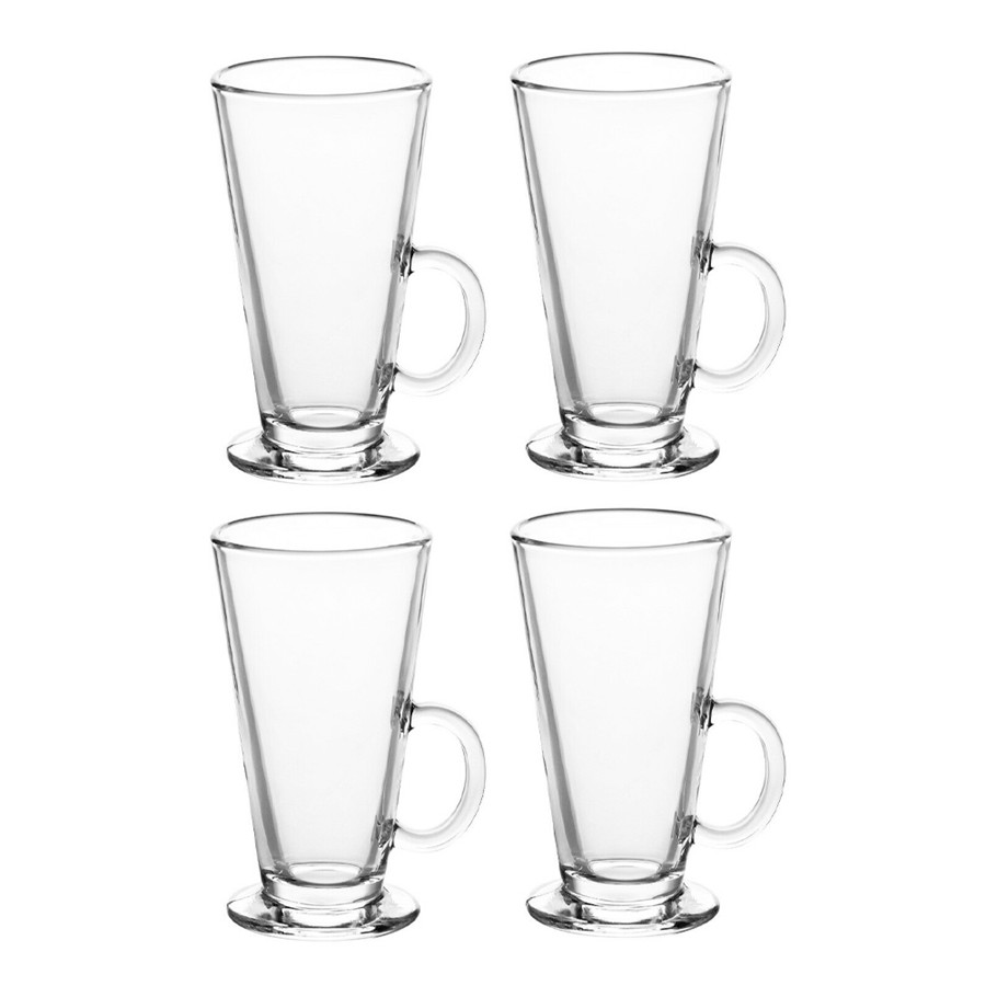 Clear Glass Coffee Mugs with Handle Juice Tea Glasses for /Cold Beverages Mug Set Thermal Shock Resistant Glass Water Cup: 4pcs