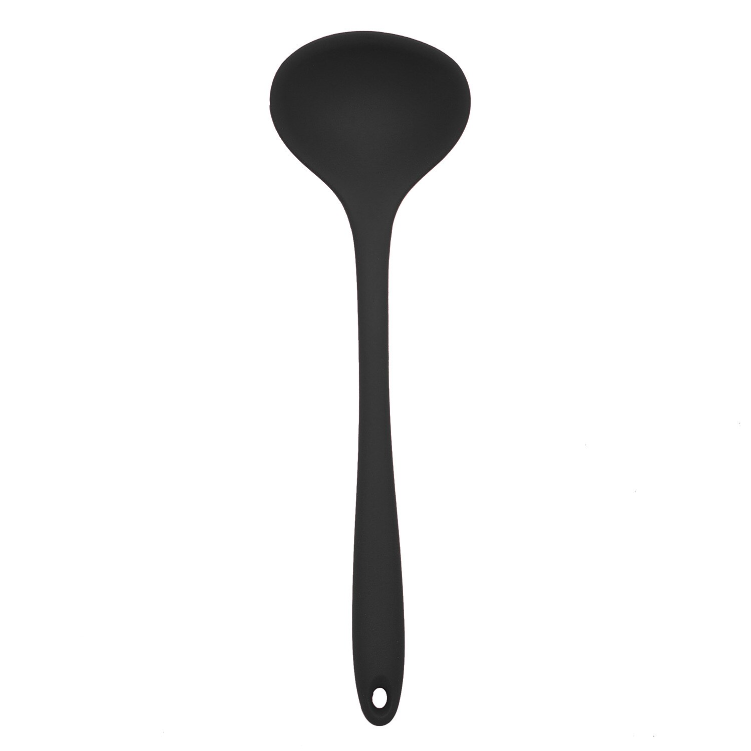 Non-Stick Silicone Cooking Utensils Set Spatula Shovel Cooking Tools Set High Temperature Resistance Kitchenware Accessories: Blakc Soup spoon