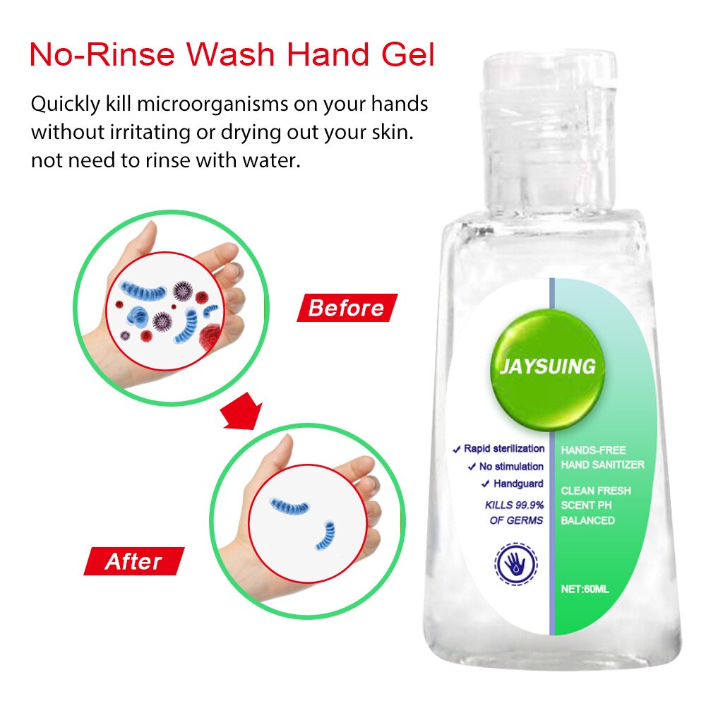 30-60ml voyage Portable désinfectant pour les mains Gel Anti-bactérien désinfection Gel de lavage des mains jetable pas de Gel antibactérien propre pour les mains
