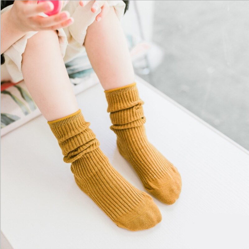 Chaussettes montantes pour enfants | Chaussettes d'hiver longues et chaudes, en coton, fil d'argent et blanc, pour petits garçons et petites filles: yellow / M