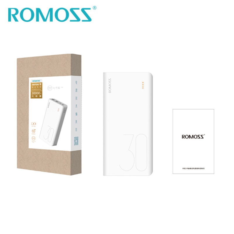 ROMOSS Sense8 Power Bank 30000mAh External Battery Backup Power Support Lightning Type-c Input 2 USB Output for Android iPhone