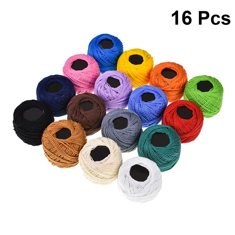 16 Roll Embroidery Thread Set Cross Stitch Embroidery Wool Cotton Line Craft Supplies Home Making Thread (Mixed Color): Embroidery Thread  B