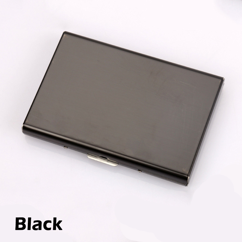 Mannen Rvs Credit Card Box Holder Slim Anti Beschermen Reizen Id Kaarthouder Vrouwen Rfid Portemonnee Metal Case Porte Carte: Black