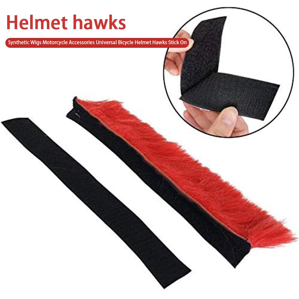 Pelucas sintéticas universales para bicicleta, casco reutilizable de moto, Hawks Mohawk, accesorios de carreras para exteriores, pegatina para el pelo, color sólido