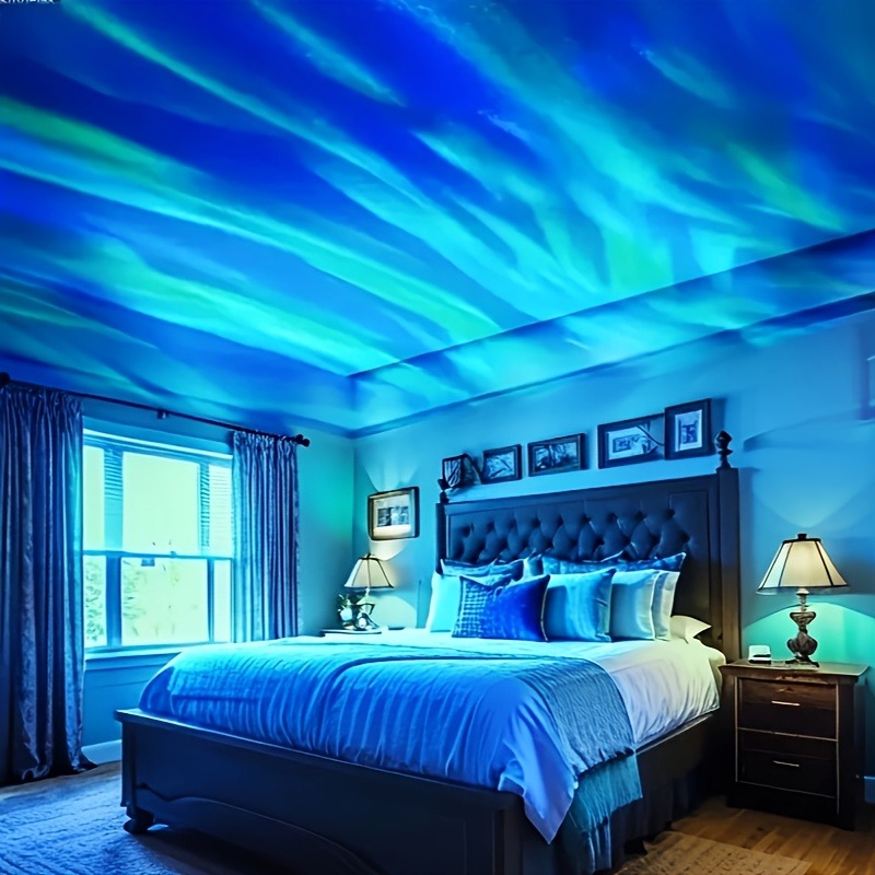 Proyector Aurora con efecto ondulado de agua, luz LED nocturna que cambia de 7 colores, Control remoto por USB para decoración de en el techo