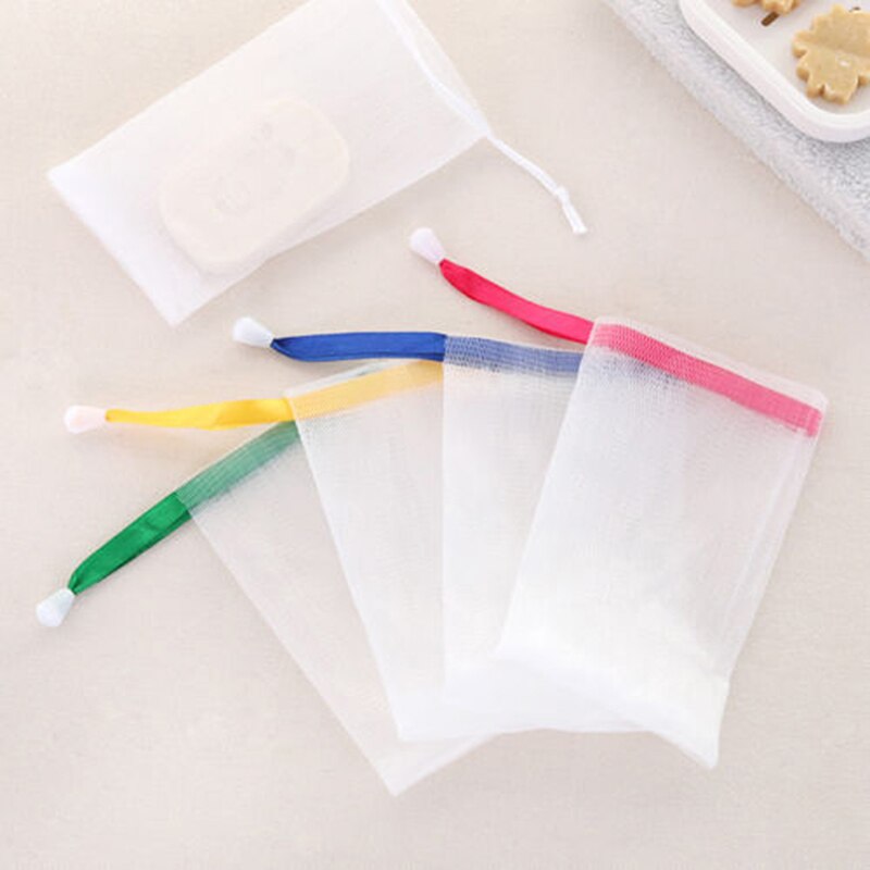 10Pcs Kleur Willekeurige Zeep Blister Mesh Double-Layer Zeep Netto Schuimende Netto Bubble Mesh Bag