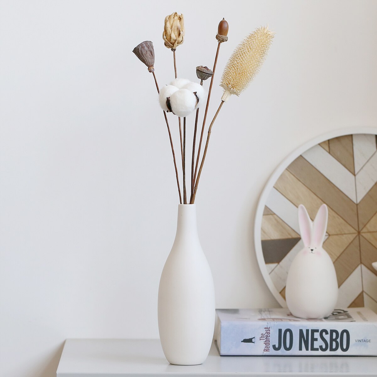 Lille mund vase hvid keramik mat vase porcelæn vase til plante tørret blomster dekoration beholder minimalistisk hjemmebord dekoration