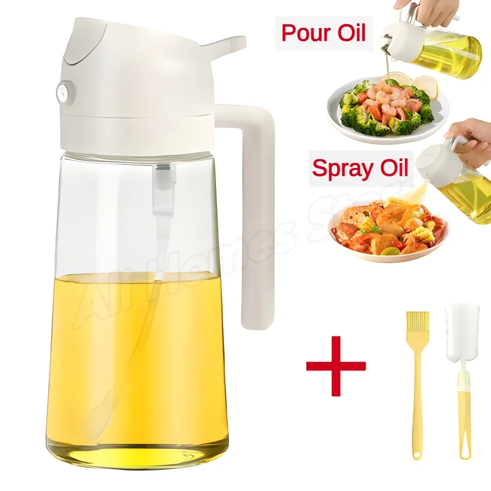 500ml 2 in 1 spray oliesprøjte oliedispenser oliekrukke til grill køkken bagning luft stegepande ovn stegning picnic køkkenværktøj: Blomme