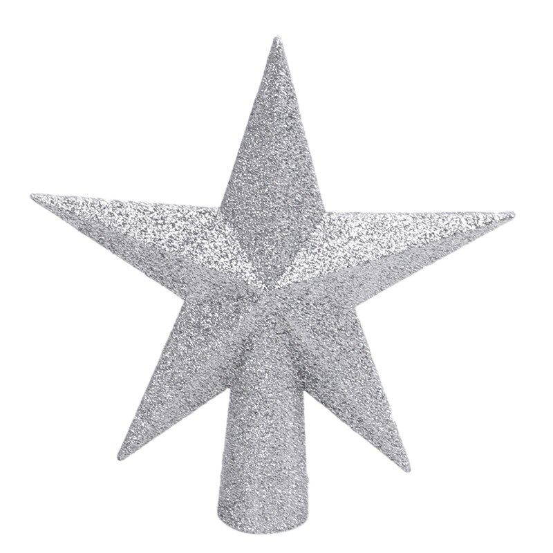 15/20cm guld stjerne juletræ top stjerne 3d fem-punkts stjerne jul hjem bord topper xmas dekoration god jul: Sølv 15cm