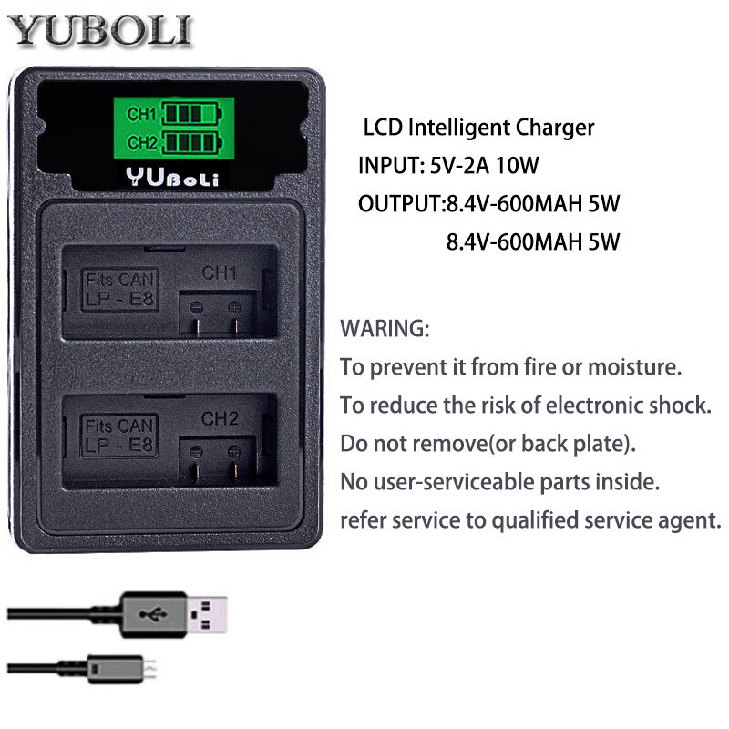 Batería de LP-E8 para Canon EOS 600D 550D 650D 700D Kiss X5 X4 X6 X7 Rebel T3i T2i T4i T5i 1500Mah, baterías de la Cámara LP E8