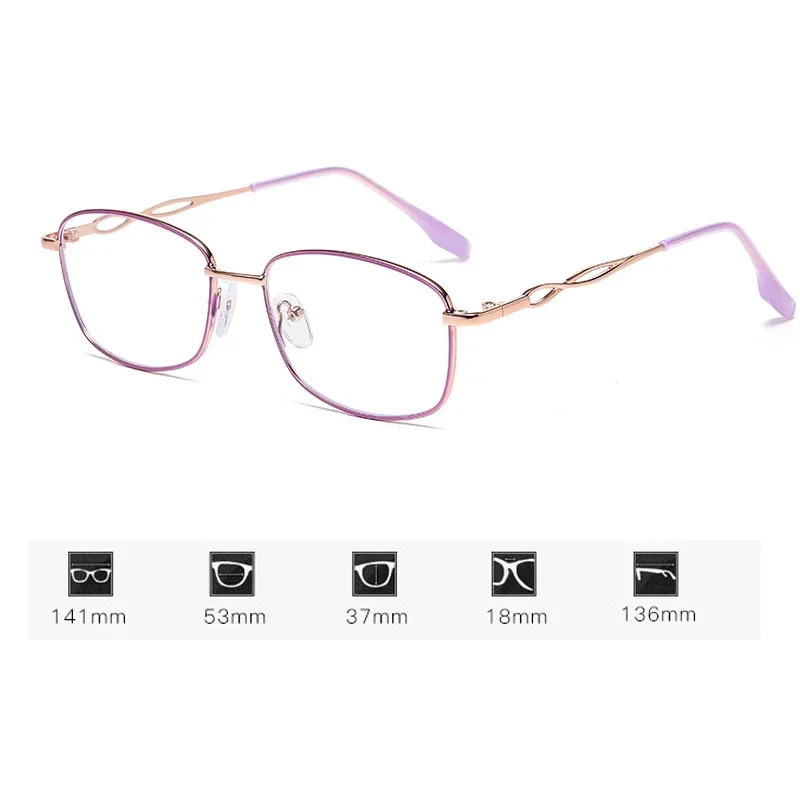 Anti-Blaulicht-Presbyopie-Brille, trendige Lesebrille aus Metall mit kleinem Rahmen für Frauen, tragbare hoch-Definition-Brille