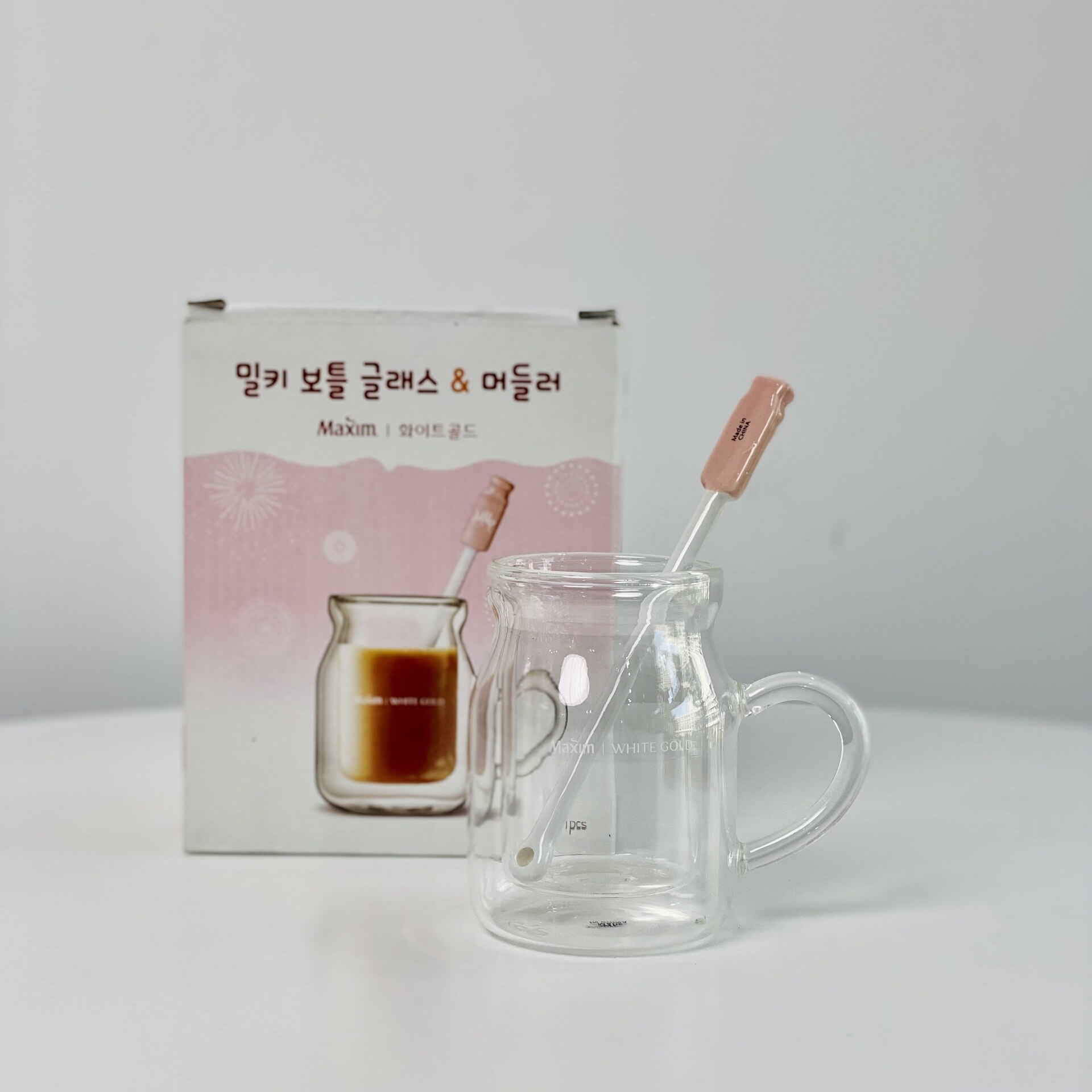 Dubbele Laag Transparante Hoge Temperatuur Creatieve Glazen Beker Met Lepel Drinkware Water Cup Koffiekopje Melk Cup Mok Water Bottl: Default Title