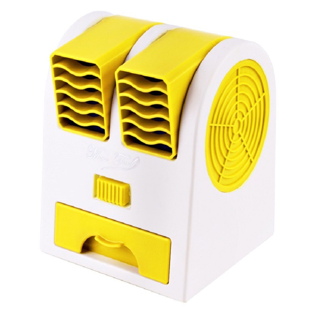 3 In 1 Air Cooler Fan Dual Port Bladeless Mute Fan Draagbare Mini Luchtkoeler Luchtbevochtiger Luchtreiniger Draagbare Voor Thuis room Office: YELLOW