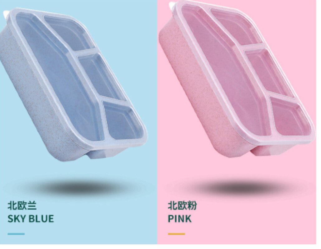 Bento Lunch Box Adults Kids 4 Compartments Travel Food Storage Containers Square Picnic Compartment Office Worker Fast Food Box