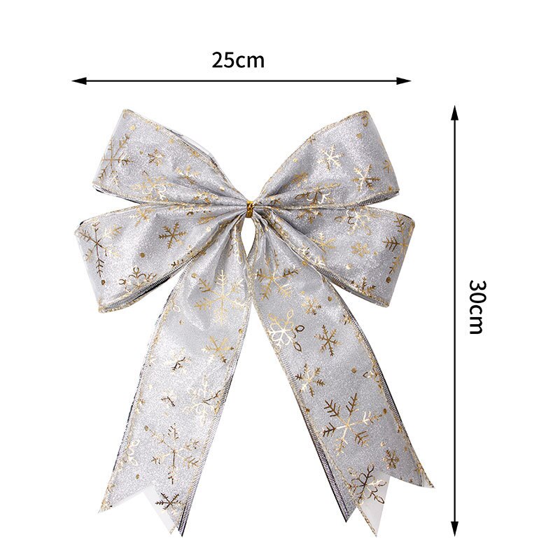 Kerstboomdecoratie accessoires rode grote strik dubbel linnen lint eland gouden kerststrik huisdecoratie strikken voor knutselen: 5