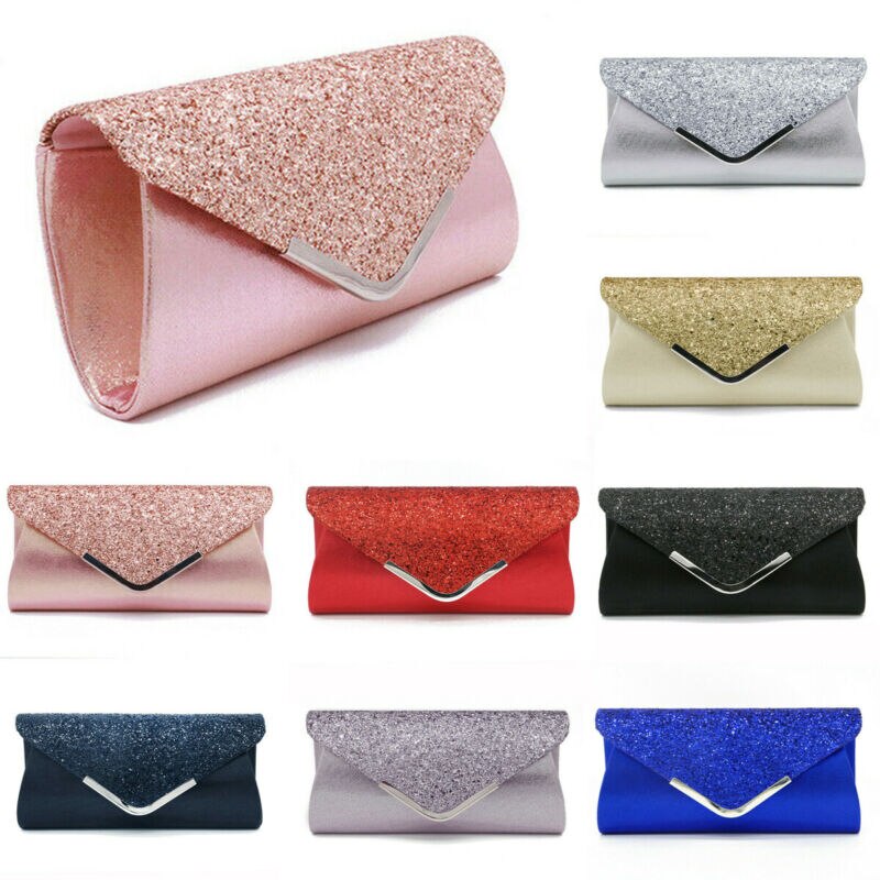 Vrouwen Glitter Shimmer Envelop Dames Pailletten Avond Party Prom Smart Jane Clutch Bag Handtas