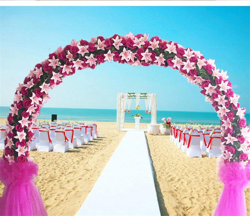 Hoogwaardige Zijde Kunstmatige Bloem Rij Boog Bloem Muur Lily Boog Hoge Imitatie Rose Diy Bruiloft Weg Leiden Party kerst Decor