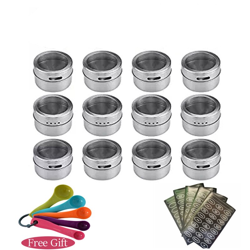 Gougu Magnetische Spice Potten Container Set Met Labels Stickers Pen Kruiden Fles Peper Opslag Gunst Van Elefants: 12pcs