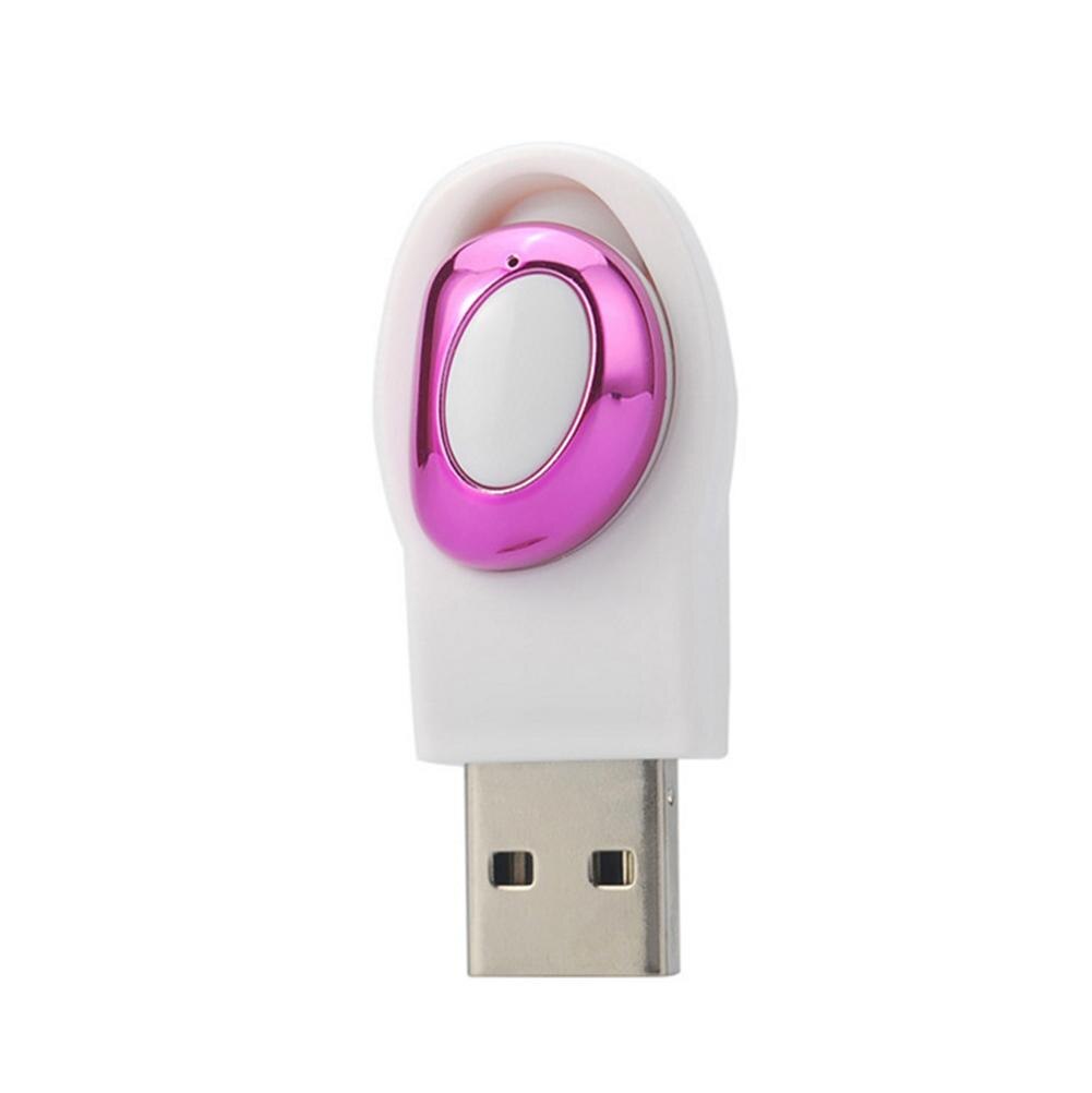 Mini vattentät bluetooth hörlurar in-ear osynliga affärsbil trådlösa hörlurar med magnet usb laddare för smarta telefoner: Rosa