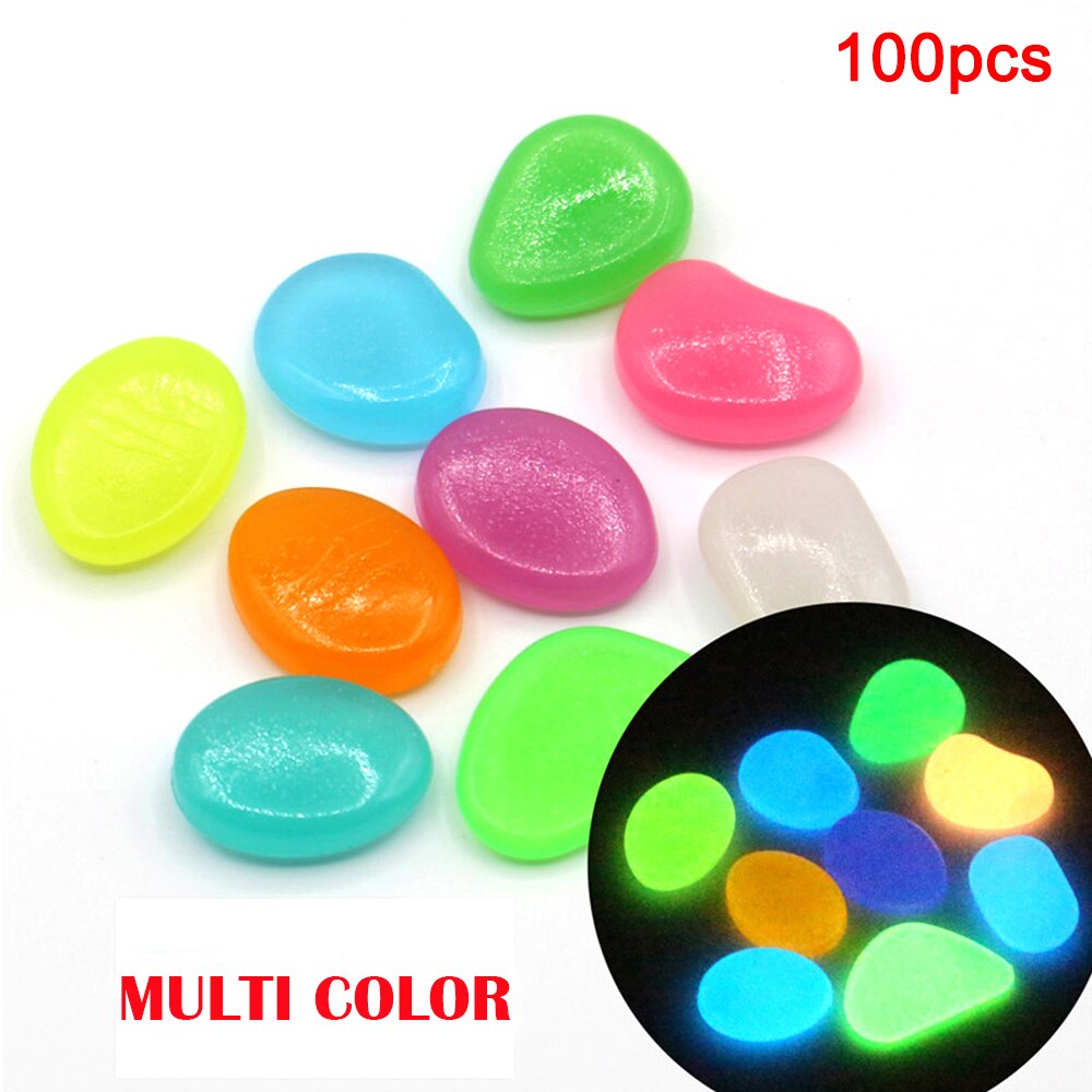 100 stuks glow in the dark tuinkiezels, lichtgevende stenen, stenen voor looppaden, tuinpaden, patio's, gazons, tuindecoratie, lichtgevende stenen