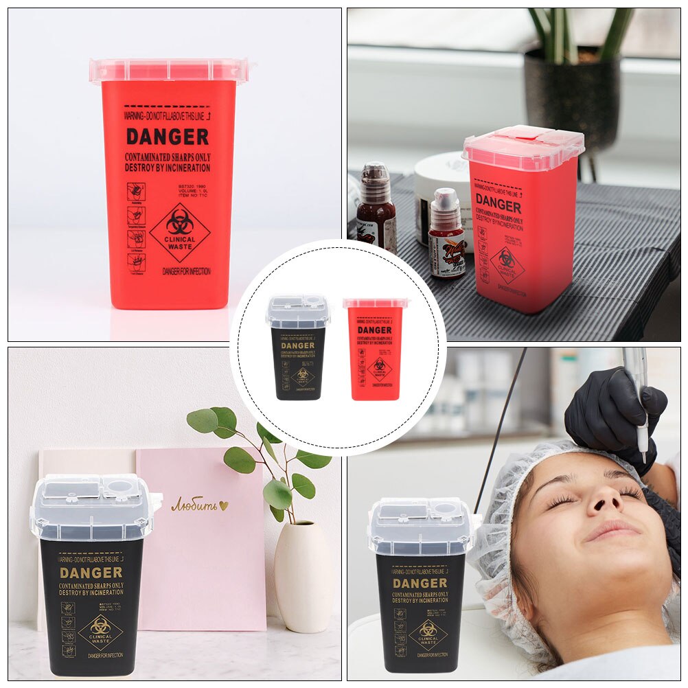 2Pcs Practical Small Sharps Container Mini Sharps Container for Tattoos Salon