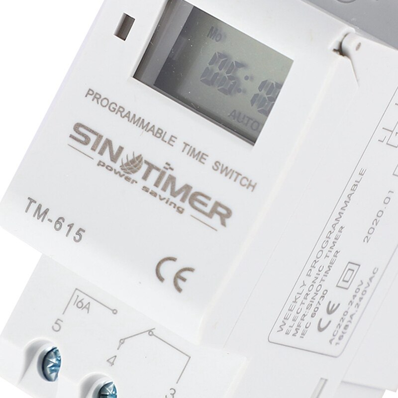 Sinotimer Tm-615H-30A electrónico semanal 7 días interruptor de tiempo programable Digital relé temporizador Control Ac 30A Din Rail Mount