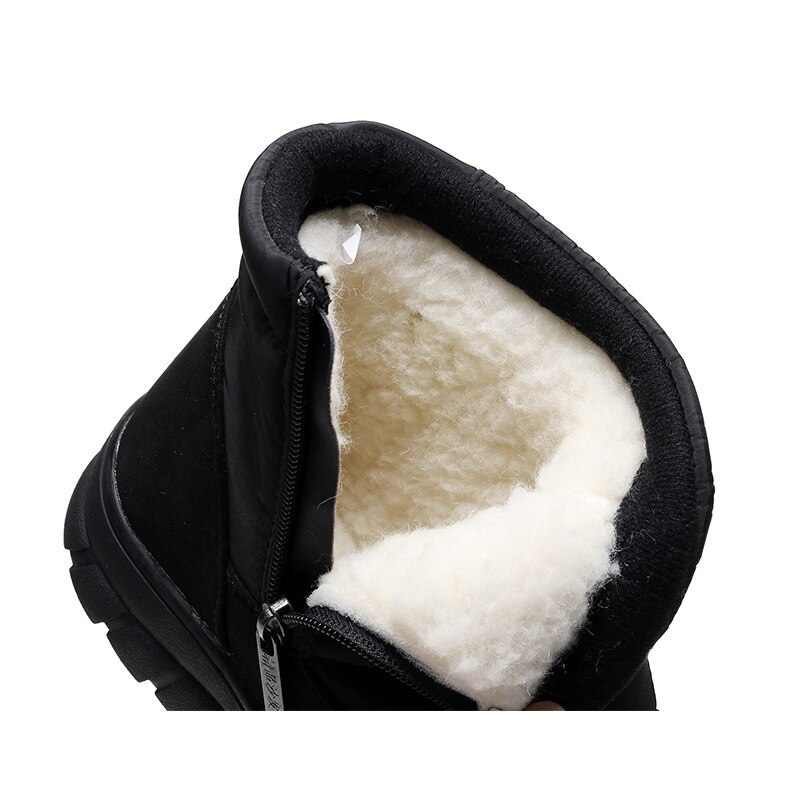 Botas de neve grossas de inverno sapatos de algodão masculino antiderrapante sola impermeável superior de meia idade sapatos de caminhada com zíper grande tamanho