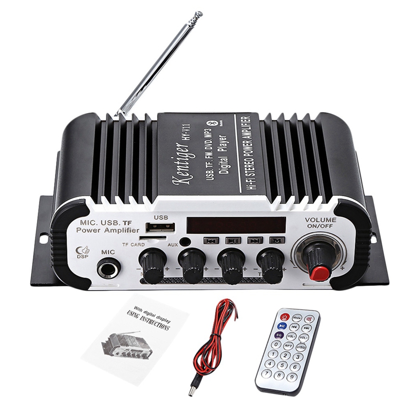 Kentiger Hy-V11 Bluetooth Versterker 2-Kanaals Super Bass Audio Versterker Met Afstandsbediening Tf Usb Fm 85Db mp3 Fm Radio