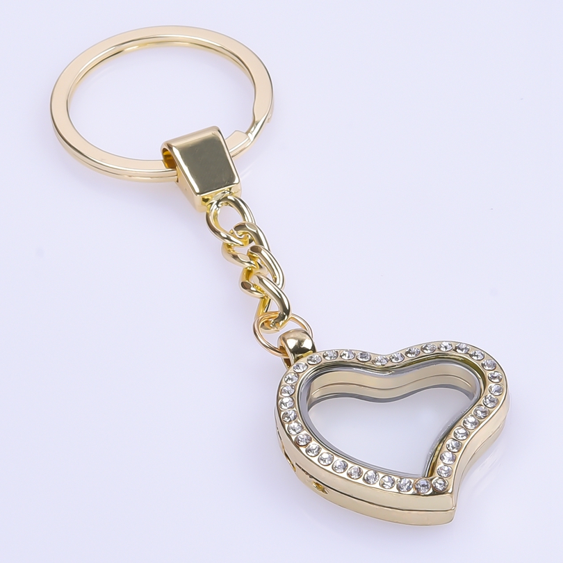 Llavero con medallón de corazones, Llaveros de cristal Para Mujer, colgante de corazón, medallones flotantes, llavero magnético, de Metal Para amigos