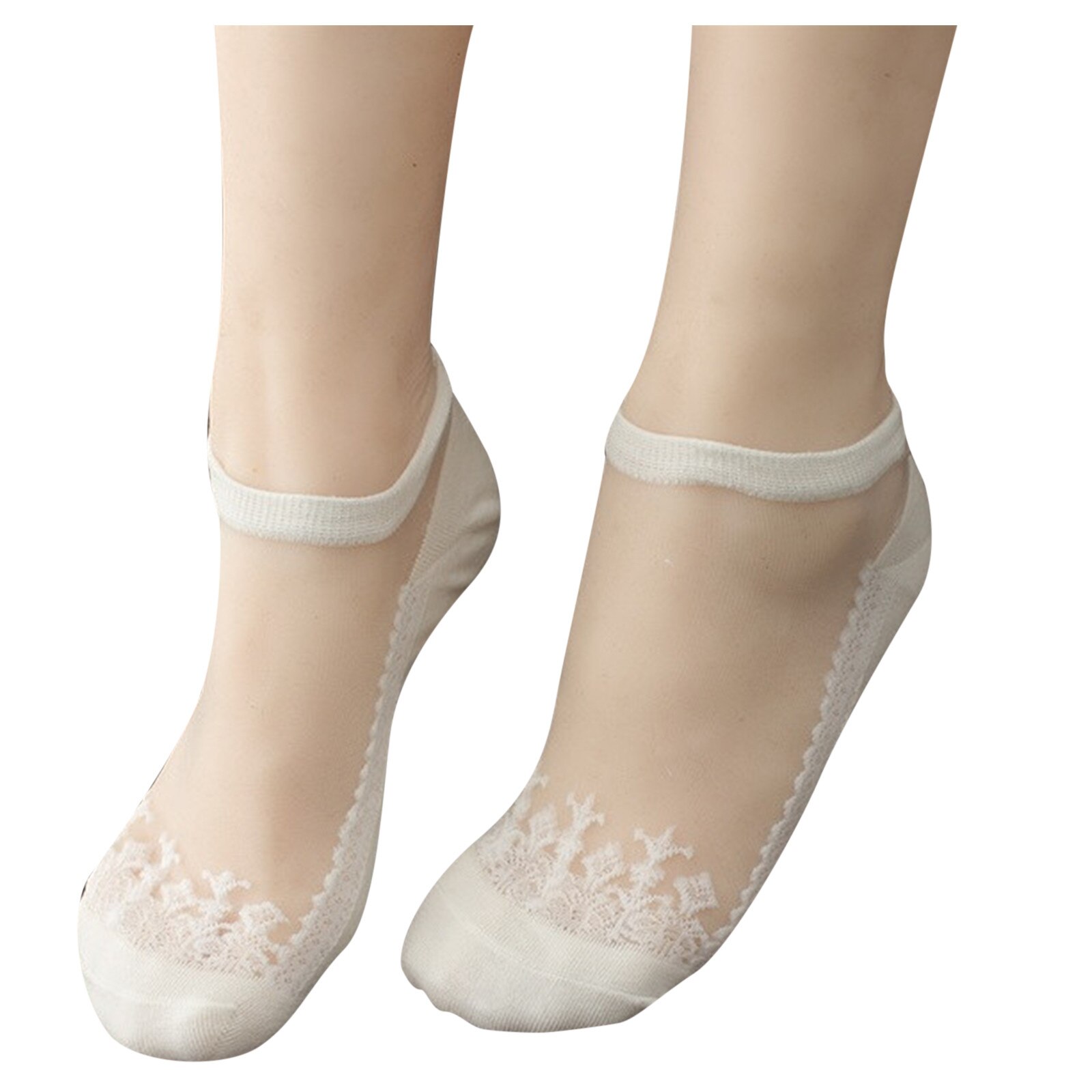 Quente sexy respirável pele preta cor sólida laço impresso antiderrapante tornozelo meia flor verão invisível curto meias femininas socks socks socks socks: White
