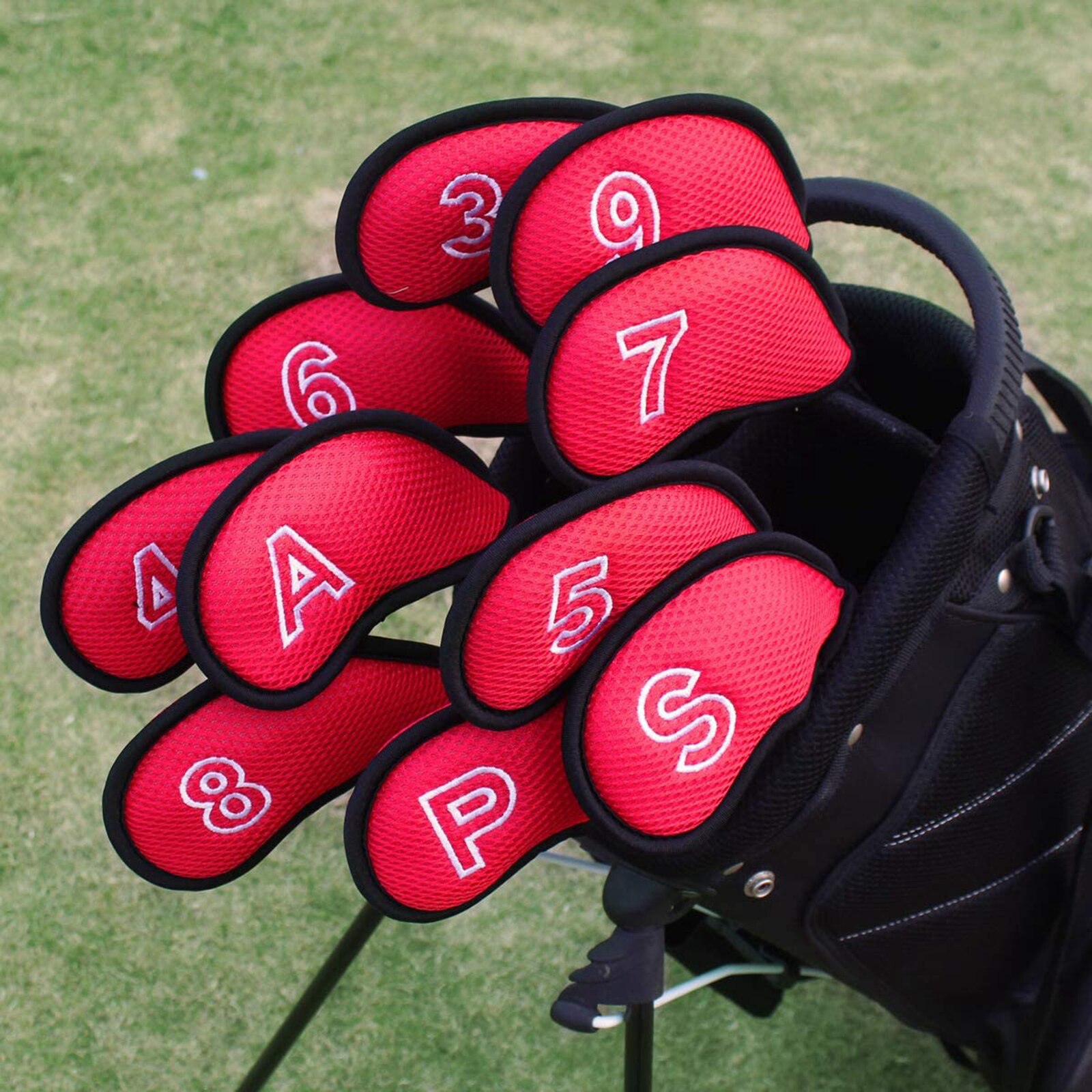 Housses de protection pour fers de Golf, lot de 10 pièces, légères, adaptées à la plupart des fers: red