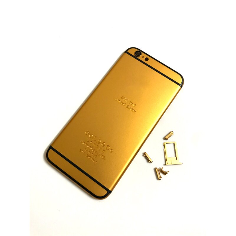 100% testowane gwarancji obudowa dla iphone 6 tylna pokrywa podwozia bliski rama baterii drzwi kolorowe z karty tacy i przyciski: Gold Gold Co