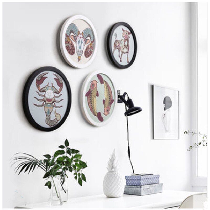 Massivt trä fotoram familj rund bildram enkel modern rund fotoram 6 7 8 10 tum