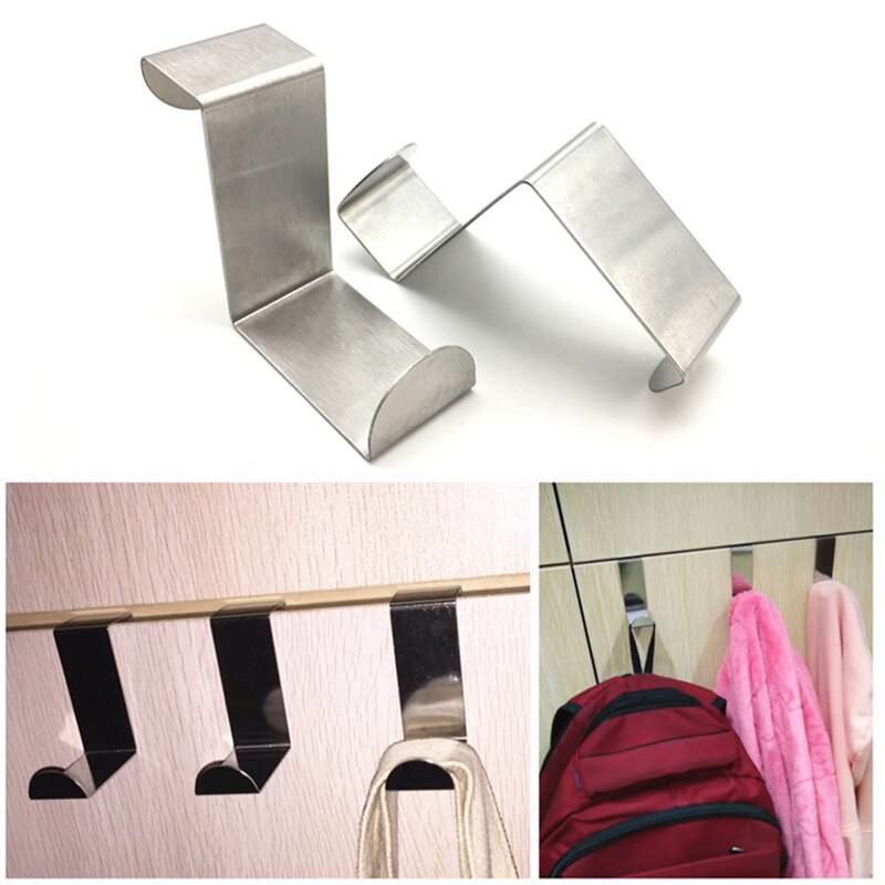 2 st/set rostfria dörrkrokar köksskåp dörrhängare för handduksrock kläder badrumsorganisator z form krokar ställ