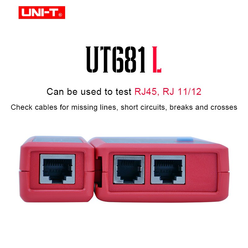 UNI-T LED display Cable tester for Ethernet/telephone/BNC/HDMI conducting,short-circuit,crossed or open-circuit test UT681C/L: UT681L