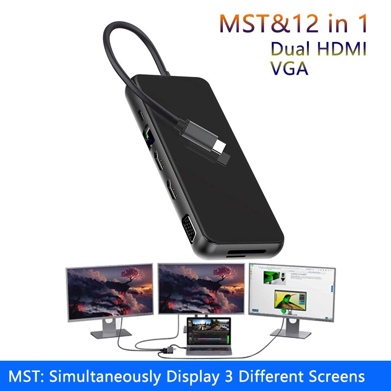 Mst Usb C Laptop Docking Station Usb 3.0 Vga RJ45 Pd Usb Hdmi-Compatibele Hub Voor Laptop Macbook Pro hp Dell Oppervlak Lenovo Dock