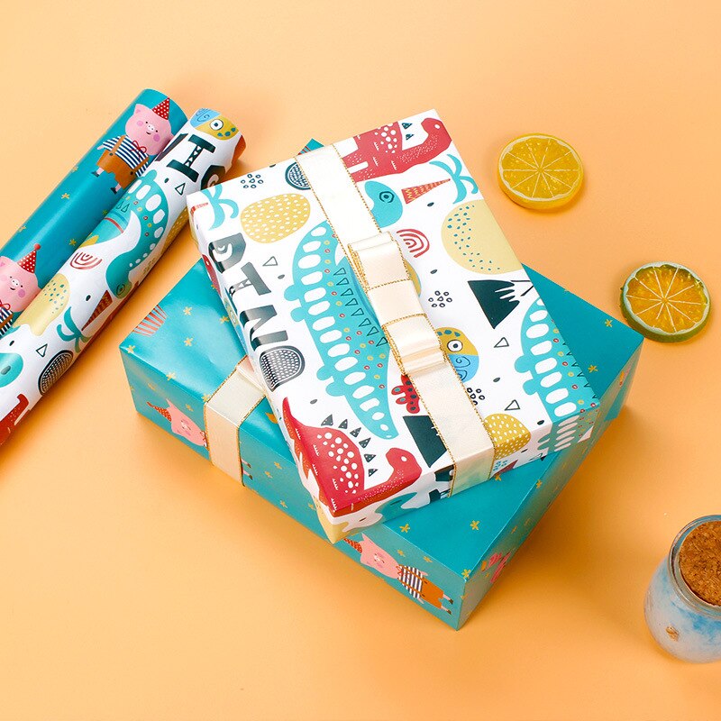 50x70cm Cartoon Style Wrapping Paper Roll for Wedding Kids Birthday Baby Shower Wrap Craft Paper Decor