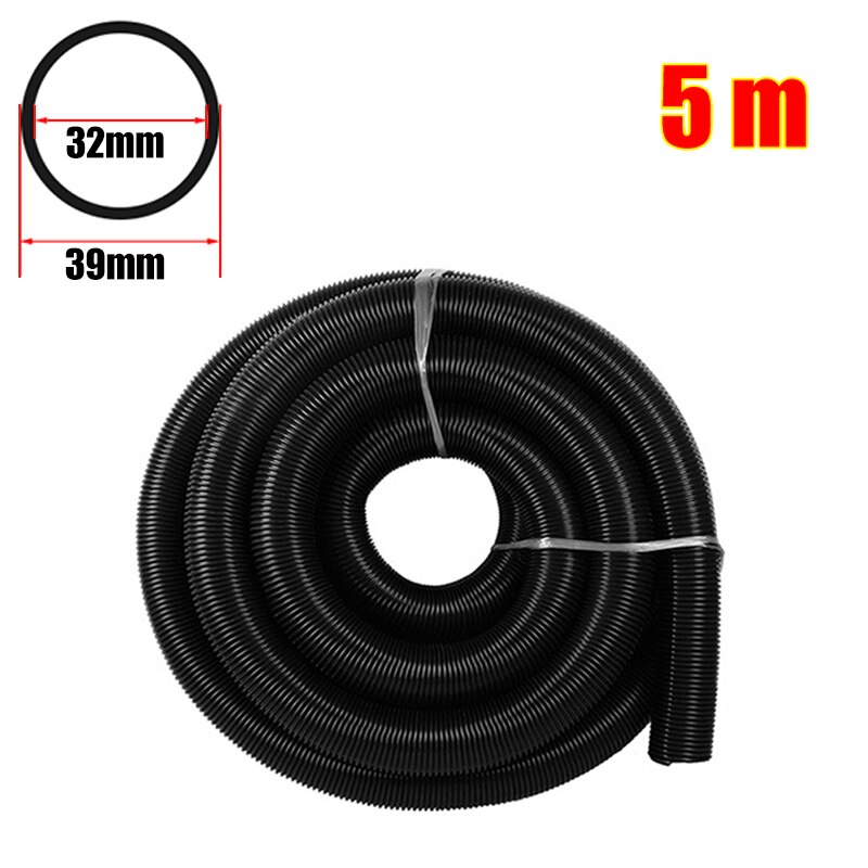 Inner 32 mm Household Vacuum Cleaner Thread Hose Straws Factory Bellows Vacuum Tube Soft flexible EVA Hose Pipe Replacement Part: Black-5m