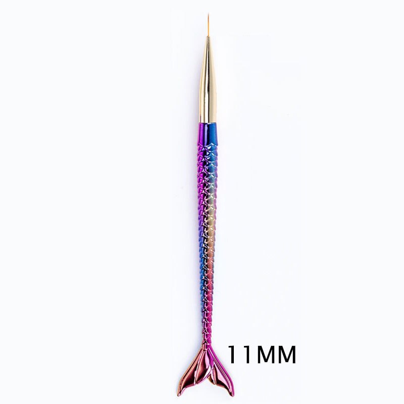 1/3 stk manicure nail art pensel pull-line pen tegning blomst havfrue hale stang maleri uv gel børster gradient holder negle værktøjer: 11mm