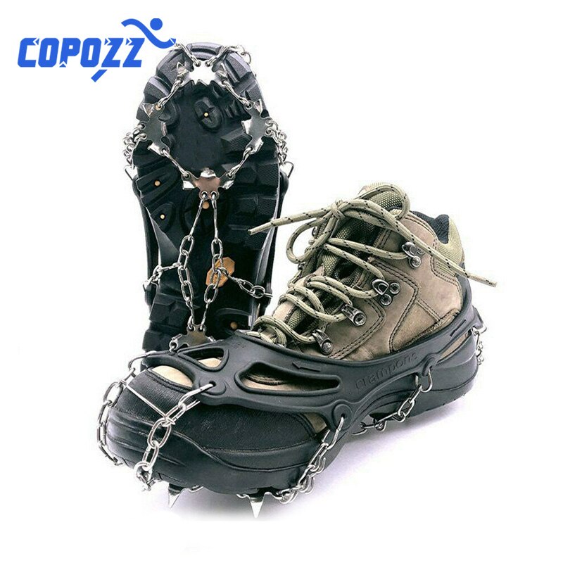 Copozz – Crampons antidérapants à 19 dents pour chaussures d'extérieur, 2 tailles, Crampons pour marche sur glace, couvre-chaussures d'hiver en acier inoxydable