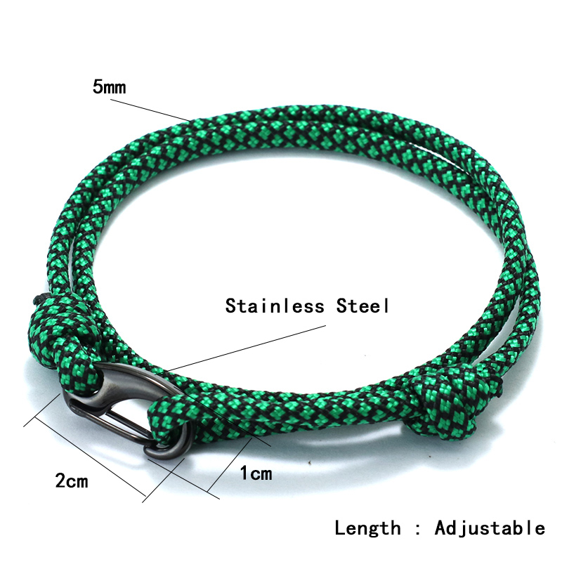 Men Paracord Bracelet Double Layer Macrame Braclet Black Stainless Steel Braslet For Him Beach Surfer Brazalete Pulsera