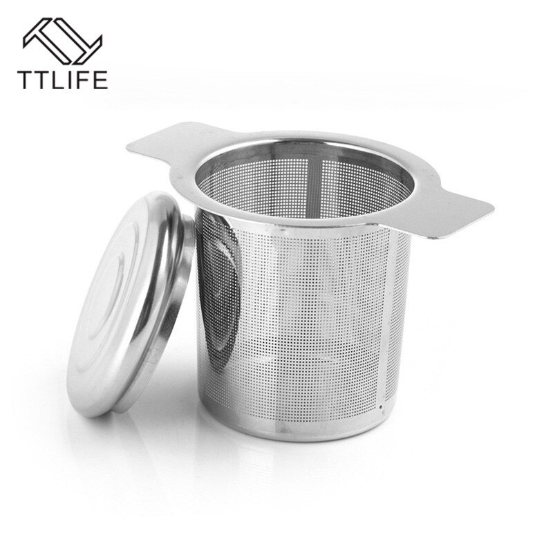 VOGVIGO – filtre à épices en feuille de thé, ustensiles pour boissons, infuseur à thé en maille, filtre à thé, théière en acier inoxydable, accessoires de cuisine amples réutilisables: with cover